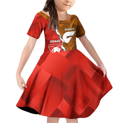 Personalised Giants And Swans Football Family Matching Off Shoulder Short Dress and Hawaiian Shirt Dynamic Style