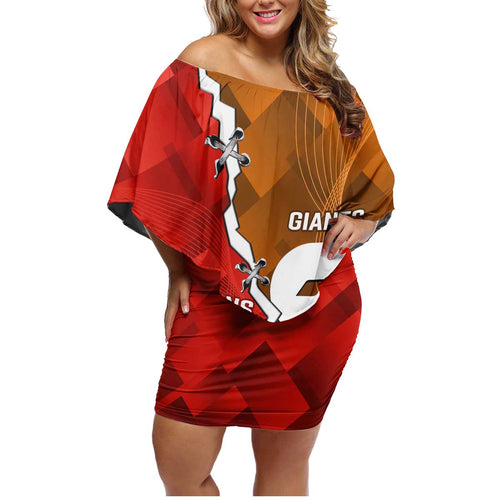 Personalised Giants And Swans Football Family Matching Off Shoulder Short Dress and Hawaiian Shirt Dynamic Style