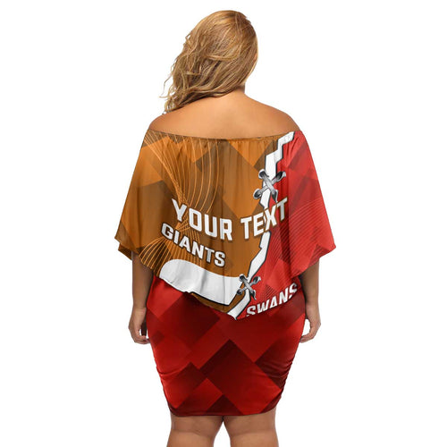Personalised Giants And Swans Football Family Matching Off Shoulder Short Dress and Hawaiian Shirt Dynamic Style