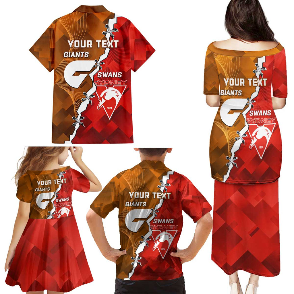 Personalised Giants And Swans Football Family Matching Puletasi and Hawaiian Shirt Dynamic Style