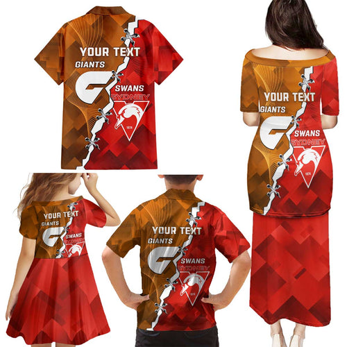 Personalised Giants And Swans Football Family Matching Puletasi and Hawaiian Shirt Dynamic Style