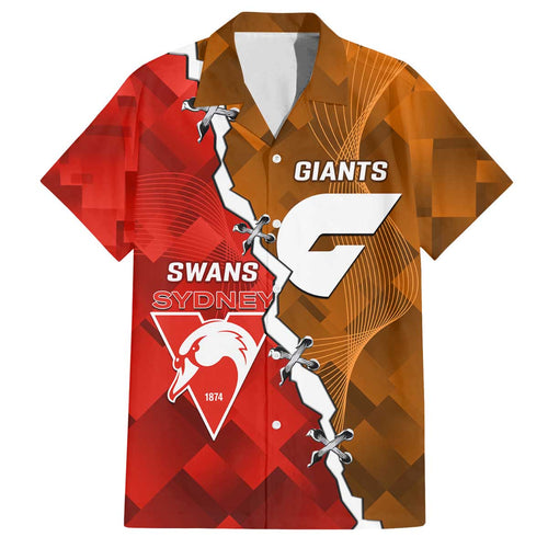 Personalised Giants And Swans Football Family Matching Puletasi and Hawaiian Shirt Dynamic Style