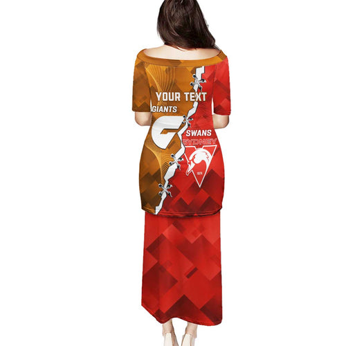 Personalised Giants And Swans Football Family Matching Puletasi and Hawaiian Shirt Dynamic Style