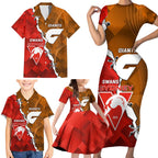 Personalised Giants And Swans Football Family Matching Short Sleeve Bodycon Dress and Hawaiian Shirt Dynamic Style