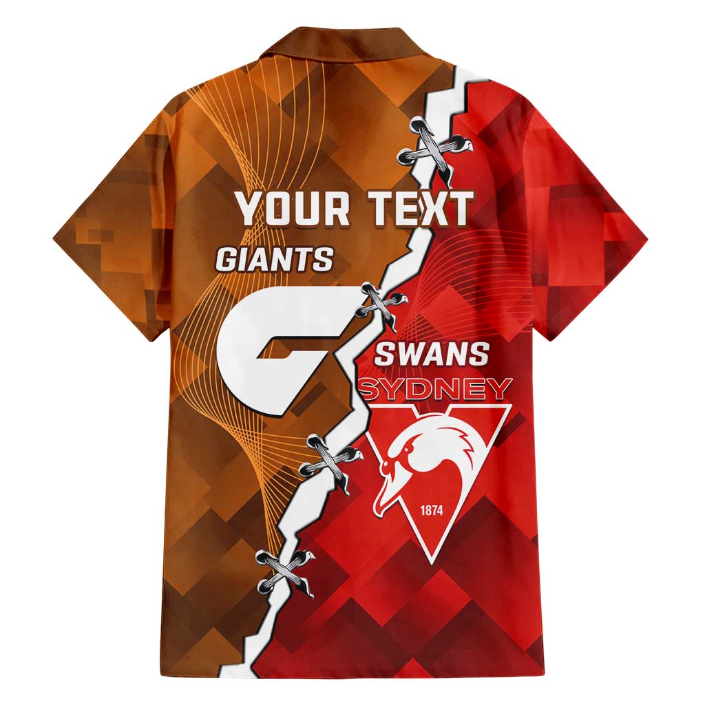 Personalised Giants And Swans Football Family Matching Short Sleeve Bodycon Dress and Hawaiian Shirt Dynamic Style