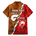 Personalised Giants And Swans Football Family Matching Short Sleeve Bodycon Dress and Hawaiian Shirt Dynamic Style