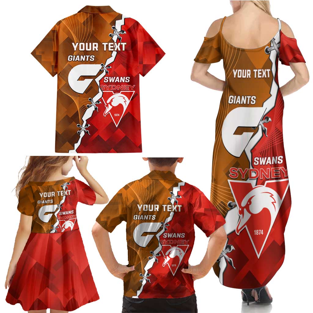 Personalised Giants And Swans Football Family Matching Summer Maxi Dress and Hawaiian Shirt Dynamic Style
