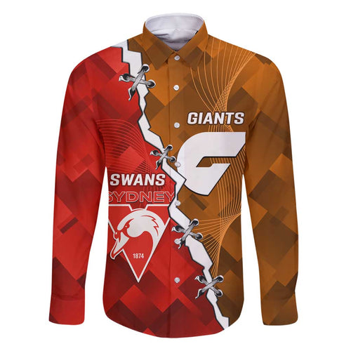 Personalised Giants And Swans Football Family Matching Summer Maxi Dress and Hawaiian Shirt Dynamic Style