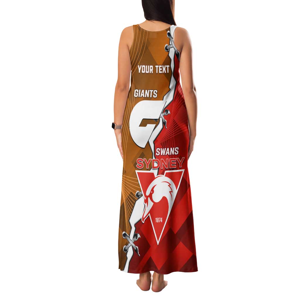 Personalised Giants And Swans Football Family Matching Tank Maxi Dress and Hawaiian Shirt Dynamic Style