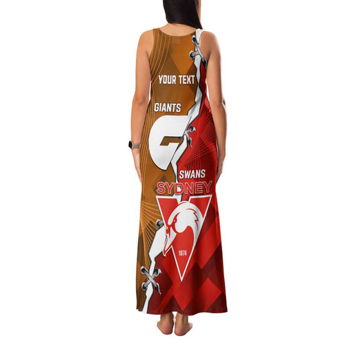 Personalised Giants And Swans Football Family Matching Tank Maxi Dress and Hawaiian Shirt Dynamic Style