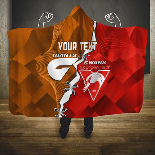 Personalised Giants And Swans Football Hooded Blanket Dynamic Style
