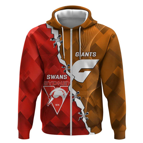 Personalised Giants And Swans Football Hoodie Dynamic Style
