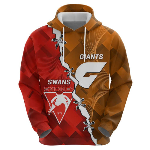 Personalised Giants And Swans Football Hoodie Dynamic Style