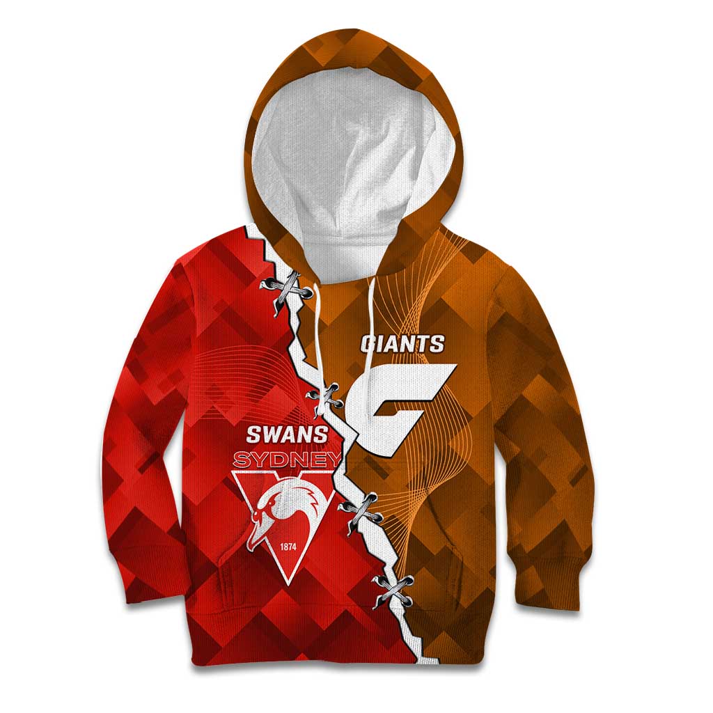 Personalised Giants And Swans Football Kid Hoodie Dynamic Style