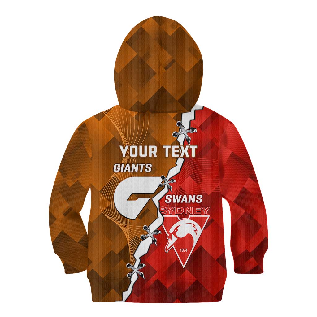 Personalised Giants And Swans Football Kid Hoodie Dynamic Style