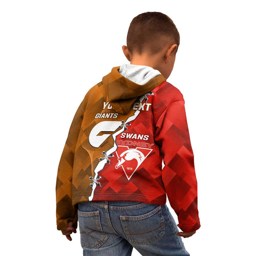 Personalised Giants And Swans Football Kid Hoodie Dynamic Style