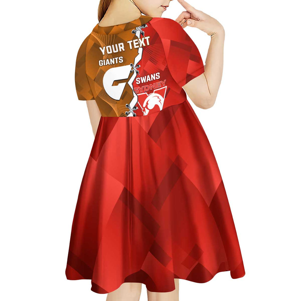 Personalised Giants And Swans Football Kid Short Sleeve Dress Dynamic Style
