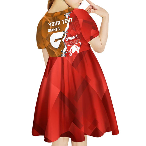 Personalised Giants And Swans Football Kid Short Sleeve Dress Dynamic Style