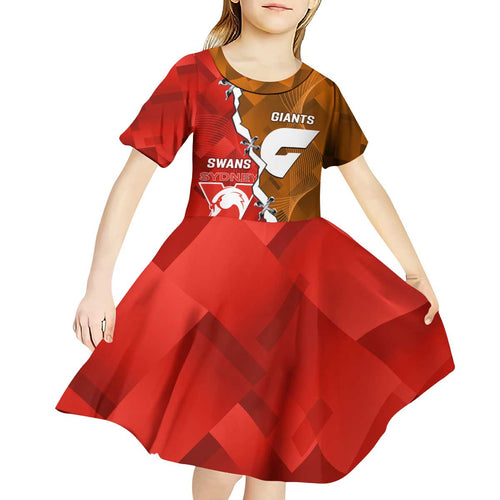 Personalised Giants And Swans Football Kid Short Sleeve Dress Dynamic Style
