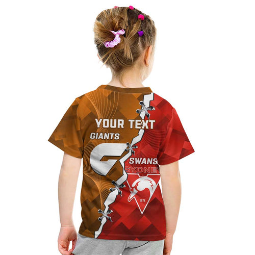 Personalised Giants And Swans Football Kid T Shirt Dynamic Style