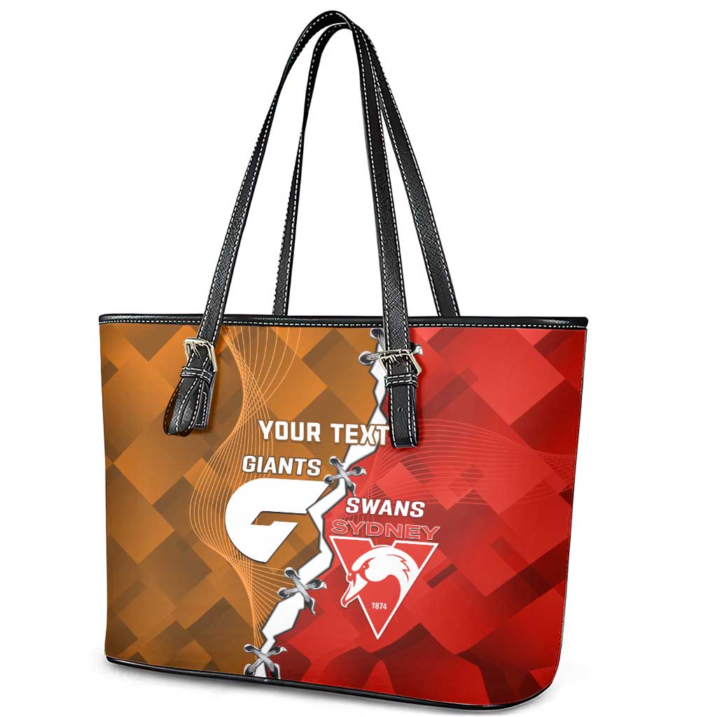 Personalised Giants And Swans Football Leather Tote Bag Dynamic Style