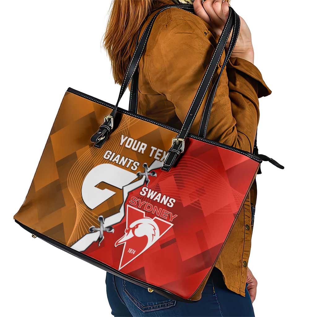 Personalised Giants And Swans Football Leather Tote Bag Dynamic Style