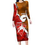 Personalised Giants And Swans Football Long Sleeve Bodycon Dress Dynamic Style