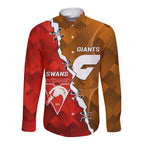 Personalised Giants And Swans Football Long Sleeve Button Shirt Dynamic Style