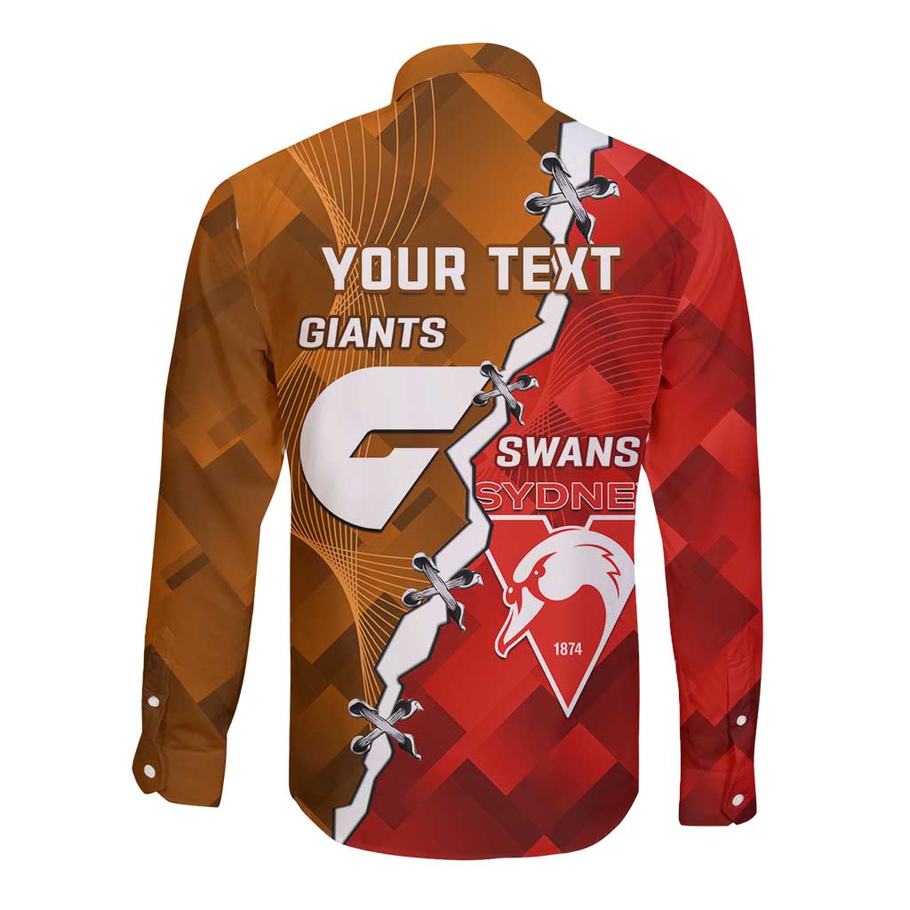 Personalised Giants And Swans Football Long Sleeve Button Shirt Dynamic Style