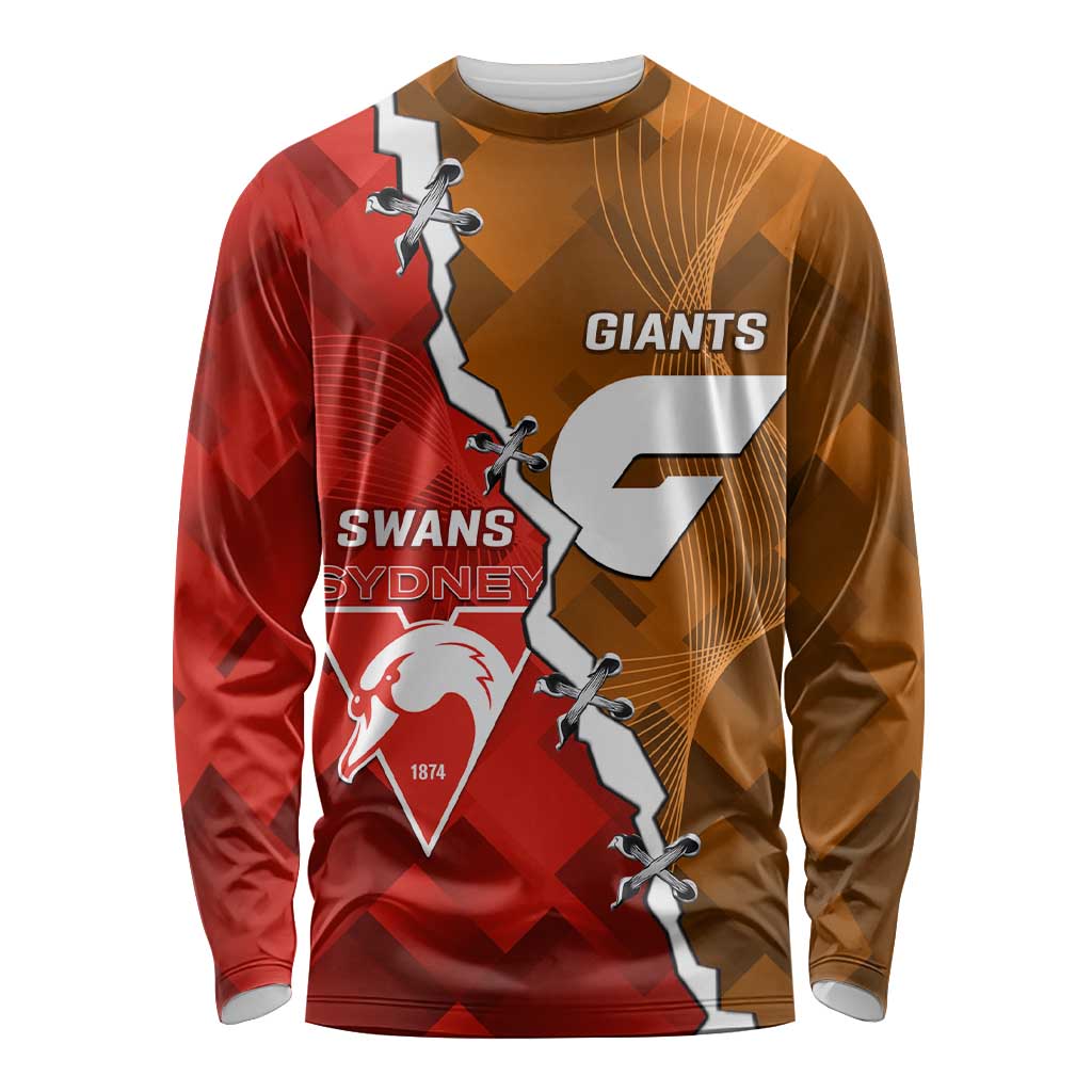 Personalised Giants And Swans Football Long Sleeve Shirt Dynamic Style