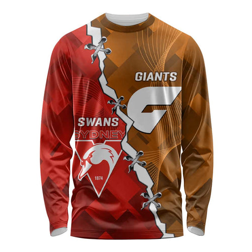 Personalised Giants And Swans Football Long Sleeve Shirt Dynamic Style
