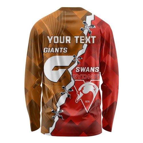 Personalised Giants And Swans Football Long Sleeve Shirt Dynamic Style