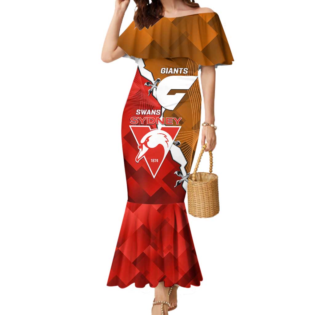 Personalised Giants And Swans Football Mermaid Dress Dynamic Style