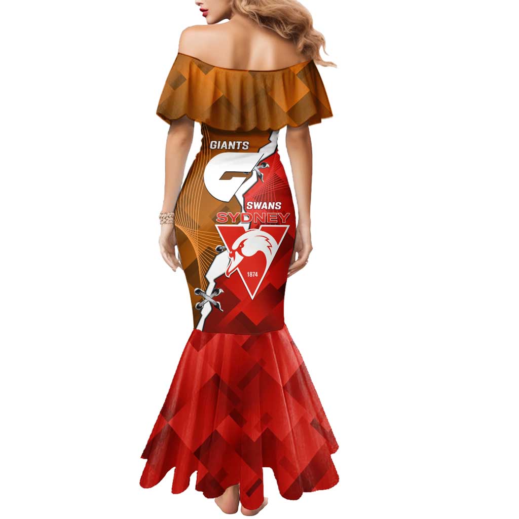 Personalised Giants And Swans Football Mermaid Dress Dynamic Style
