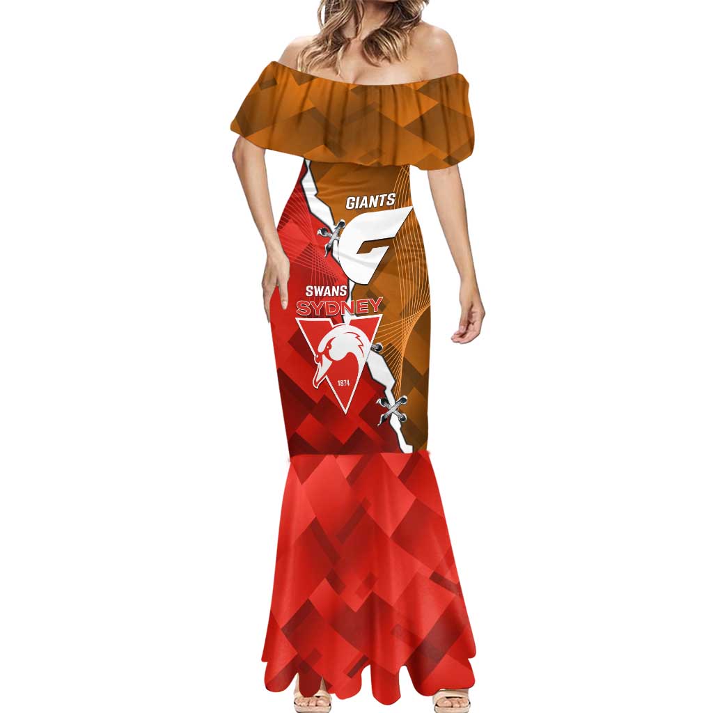 Personalised Giants And Swans Football Mermaid Dress Dynamic Style