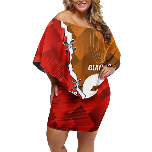 Personalised Giants And Swans Football Off Shoulder Short Dress Dynamic Style