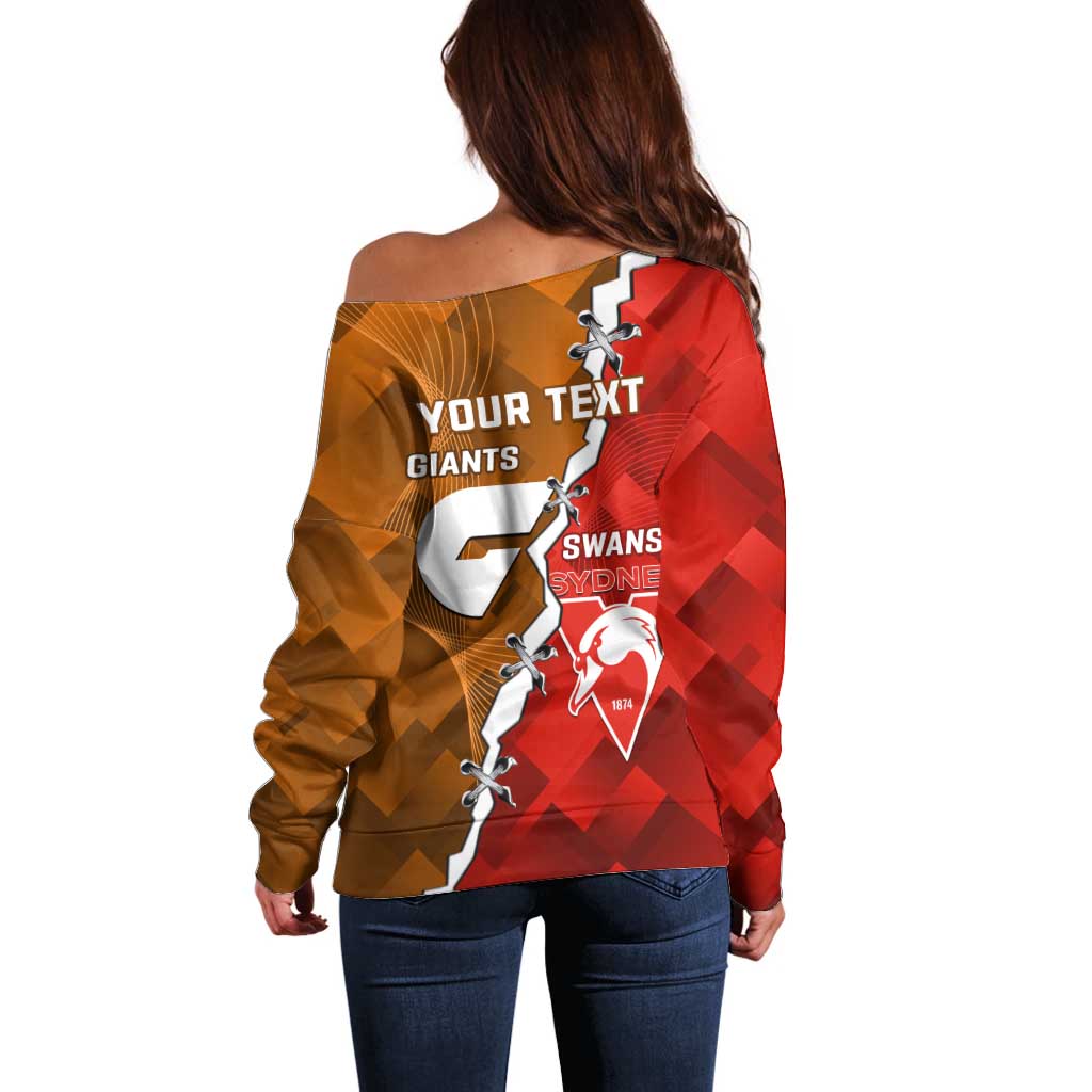 Personalised Giants And Swans Football Off Shoulder Sweater Dynamic Style