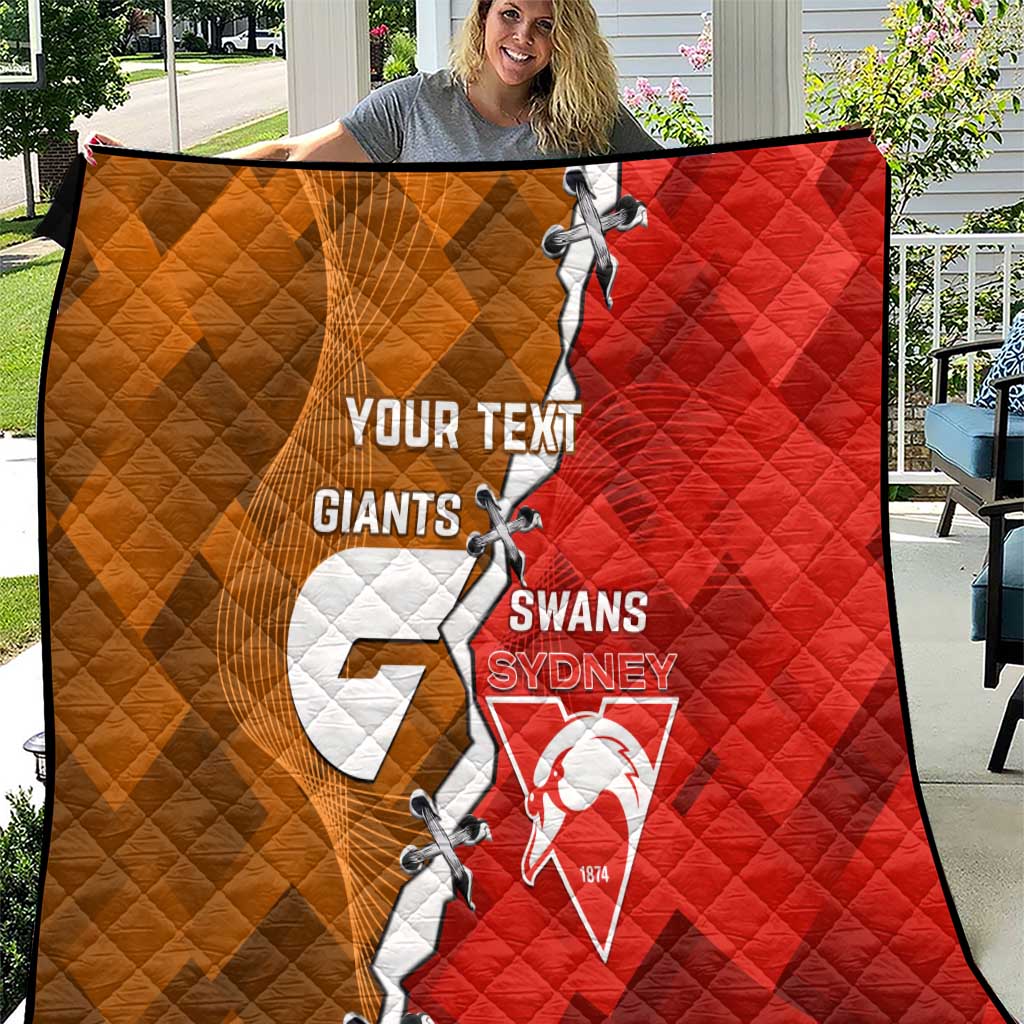 Personalised Giants And Swans Football Quilt Dynamic Style
