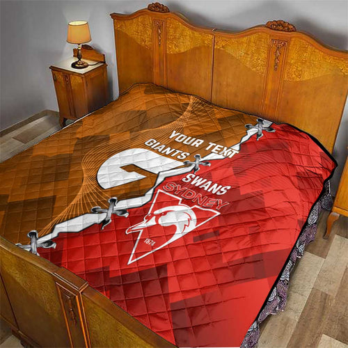 Personalised Giants And Swans Football Quilt Dynamic Style