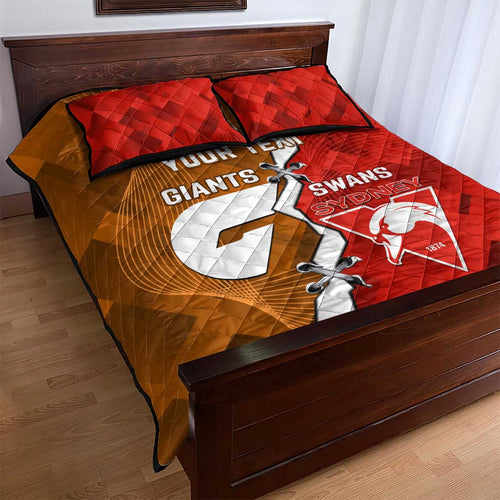 Personalised Giants And Swans Football Quilt Bed Set Dynamic Style