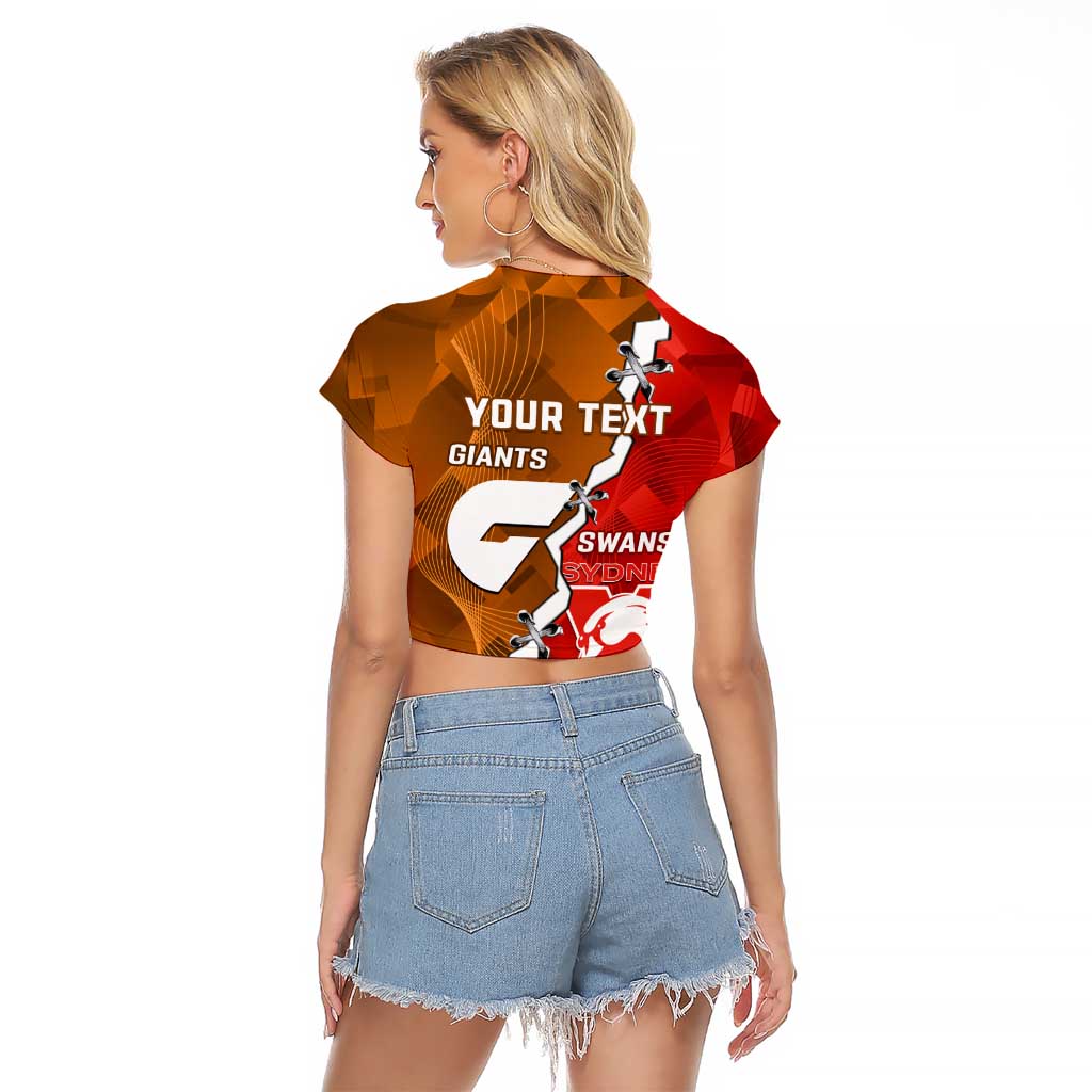 Personalised Giants And Swans Football Raglan Cropped T Shirt Dynamic Style