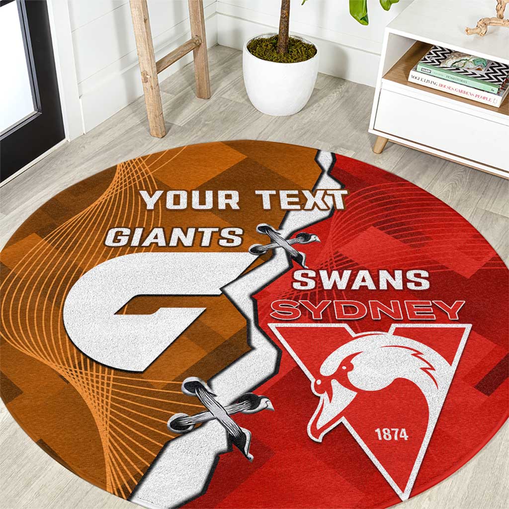 Personalised Giants And Swans Football Round Carpet Dynamic Style