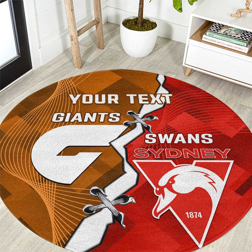 Personalised Giants And Swans Football Round Carpet Dynamic Style