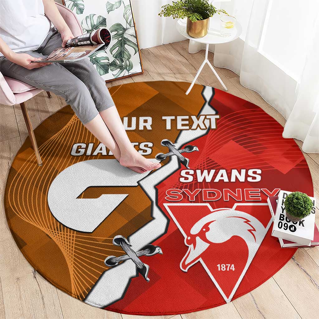 Personalised Giants And Swans Football Round Carpet Dynamic Style