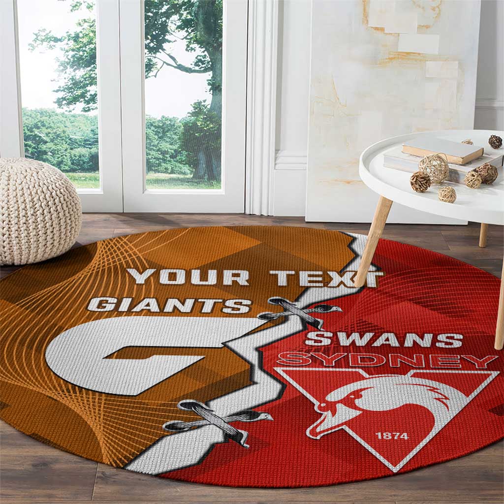 Personalised Giants And Swans Football Round Carpet Dynamic Style