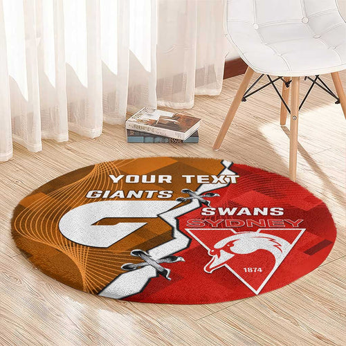 Personalised Giants And Swans Football Round Carpet Dynamic Style