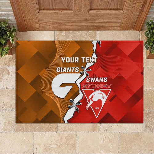 Personalised Giants And Swans Football Rubber Doormat Dynamic Style