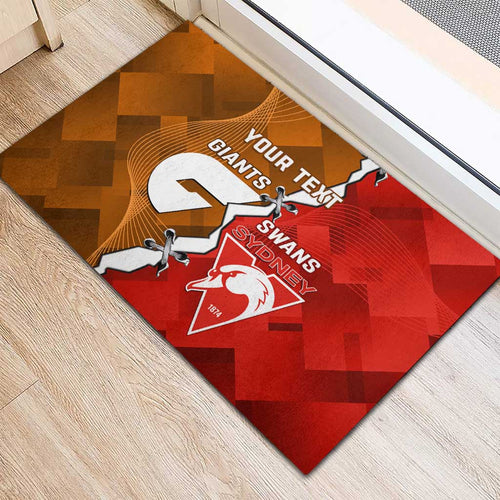 Personalised Giants And Swans Football Rubber Doormat Dynamic Style