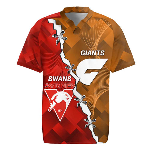 Personalised Giants And Swans Football Rugby Jersey Dynamic Style