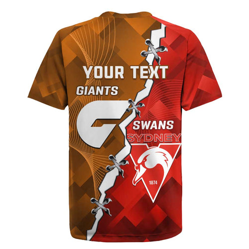 Personalised Giants And Swans Football Rugby Jersey Dynamic Style